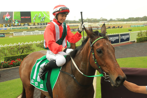 Mikayla Weir returns after winning on Run Like A Rebel at Rosehill last month.