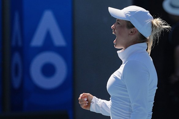 Yulia Putintseva celebrates her win.