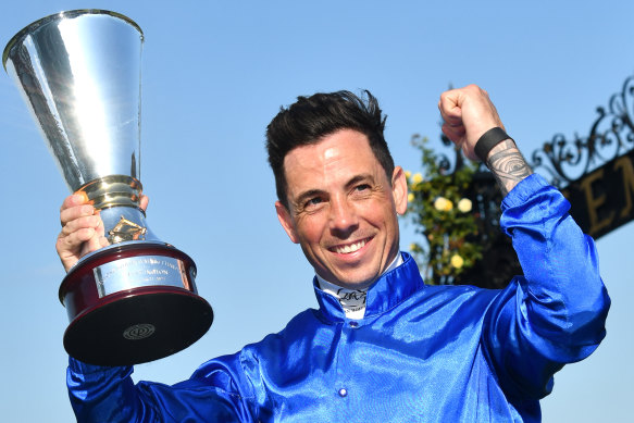 Dean Holland after the biggest moment of his career, winning the 2023 Newmarket Handicap.