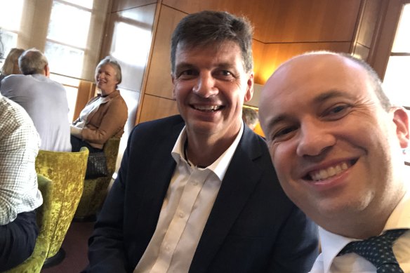 All smiles: Federal Energy Minister Angus Taylor (left) with NSW Energy and Environment Minister Matt Kean, at the Perth COAG energy ministers meeting in 2019.