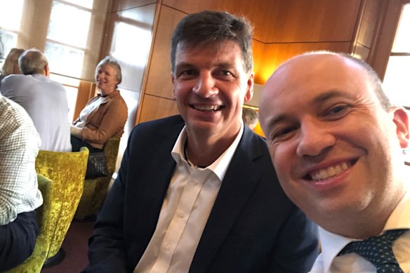 All smiles: Federal Energy Minister Angus Taylor (left) with NSW Energy and Environment Minister Matt Kean, at the Perth COAG energy ministers meeting in 2019.