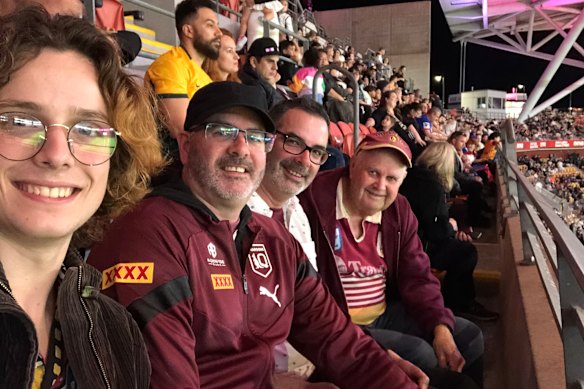 Some of the Groths at Lang Park: L-R: nephew Xavier, Darren, brother Simon, and Des.