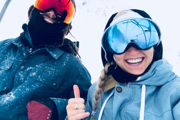 Sam Worpel (left) and Monique Sage sorted jobs on Mount Hotham in November and have been on tenterhooks since coronavirus hit.