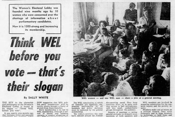 Coverage of the women voters’ guide in November 1972.