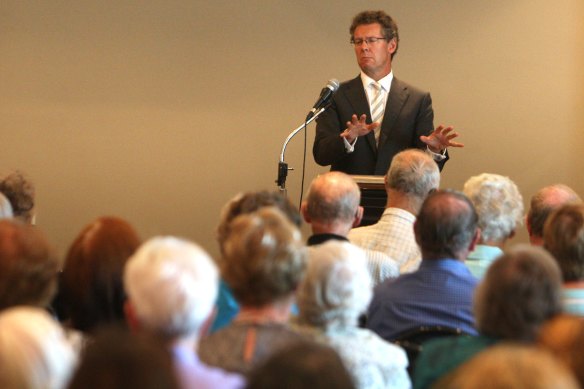 Norman O'Bryan at a meeting of Banksia creditors in 2019.