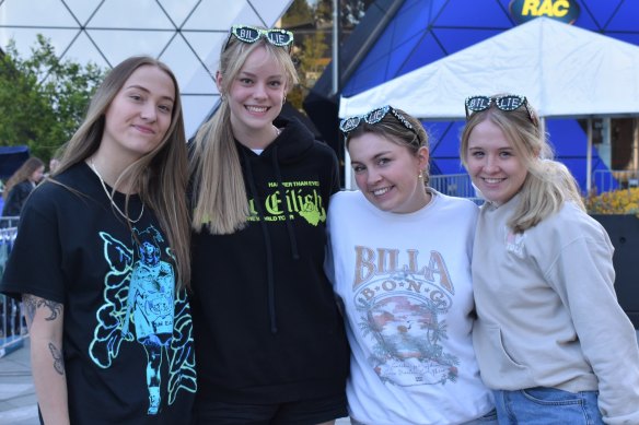 Maddy Fletcher, Jacqueline Kynaston, Sarah Acton and Kira Brown have been lining up since 5am.