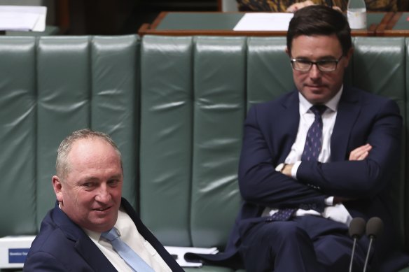 Several Nationals MPs have accused David Littleproud, right, of undermining Deputy Prime Minister Barnaby Joyce by privately agitating against the current route.