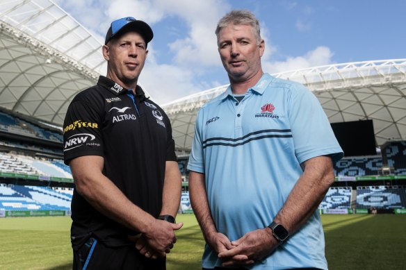 Western Force and Waratahs coaches Simon Cron and Darren Coleman.