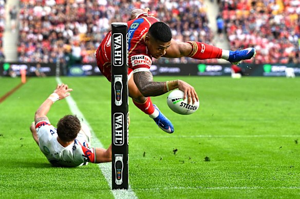 Jamayne Isaako scores for the Dolphins.