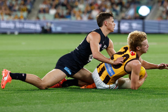 If the ball is on the ground, the Hawks’ Cam Mackenzie won’t be far away