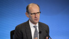 ANZ’s chief executive, Shayne Elliott, at the bank’s half-year result presentation on Tuesday. He expects interest rates to begin to fall next year.