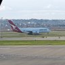 QF1 on the tarmac at Baku airport in Azerbaijan after making an emergency landing.