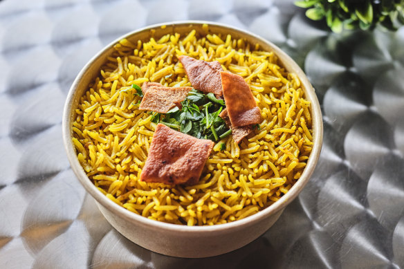 The turmeric-spiked spicy rice is a worthy side.