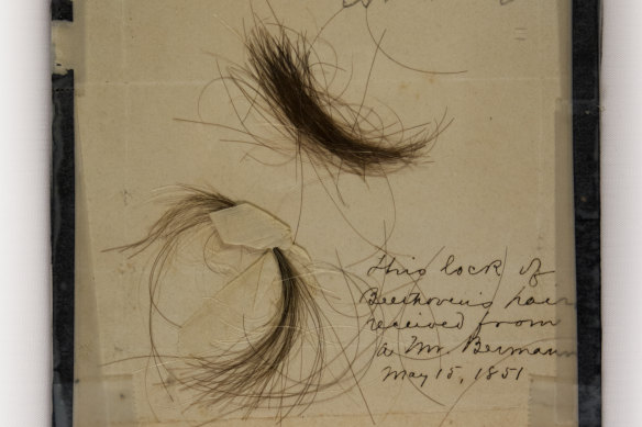 Two authenticated locks of Beethoven’s hair that were found to contain astounding levels of lead.