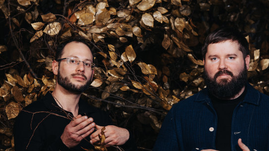Artistic director of the Sydney Theatre Company Kip Williams and Artistic Director of Sydney Chamber Opera Jack Symonds, prepare for their staging of Gilgamesh by Opera Australia. Photographed at Opera Australia studios, Surry Hills Friday 30th August 2024. Photo: James Brickwood. SMH ARTS 240830