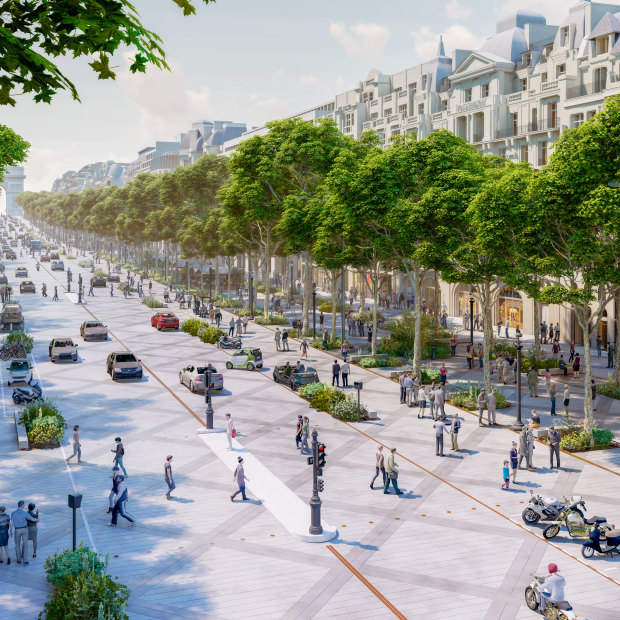 An architectural impression of the soon-to-be revamped Champs-Élysées in central Paris. 