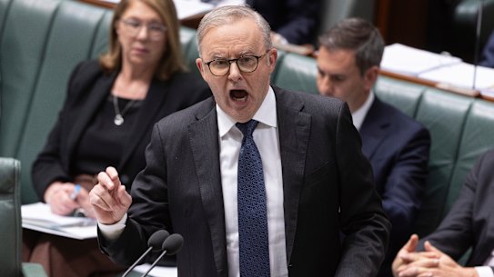 Anthony Albanese during question time on Monday.