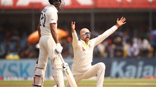 Very appealing: A familiar sight for Nathan Lyon.