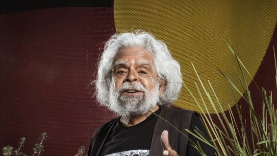 Uncle Jack Charles outside the the Victoria Aboriginal Health Service in Fitzroy Melbourne.