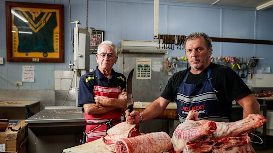 Butchers Mick Cormican and John Clarke from Flint Street Butchery in Forbes,