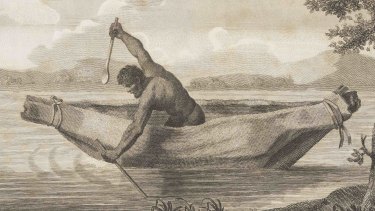 An engraving by Samuel John Neele of James Grant’s image of ‘Pimbloy’ that is reputedly the only known depiction of Pemulwuy. 