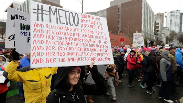 Protesters at the Women's March in Seattle earlier this year: The #MeToo movement is playing out very differently in Australia.