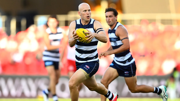 Run and carry: Gary Ablett was in top form on his return to action for the Cats.