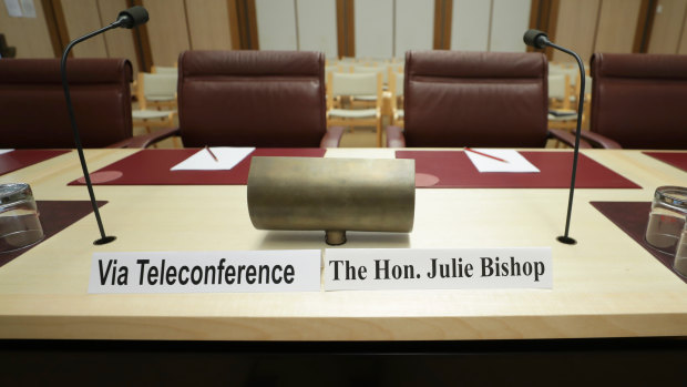 Julie Bishop said she would not breach ministerial standards in witness testimony delivered over telephone. 