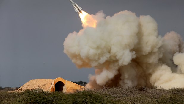 A long range S-200 missile test is conducted in the Iranian port city of Bushehr. 