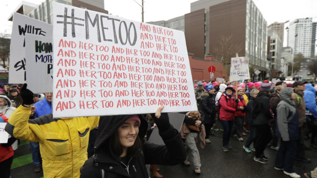 Protesters at the Women's March in Seattle earlier this year: The #MeToo movement is playing out very differently in Australia.