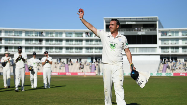 Kyle Abbott received the plaudits as he leaves the field after his 17-wicket match haul.
