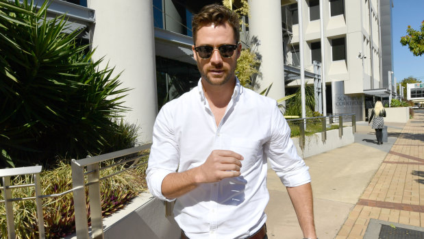 Neighbours actor Scott McGregor arrives at the Southport Magistrates Court.