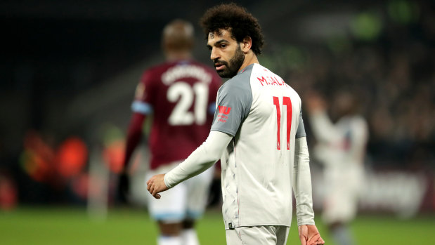 Liverpool stuttering: Mo Salah in the draw with West Ham in February.