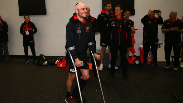 David Zaharakis was on crutches and wearing a moon boot after the match.