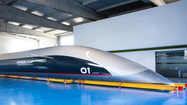 The carriage HyperloopTT hopes to carry passengers in.