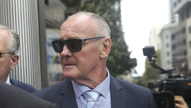 Chris Dawson outside Sydney’s Downing Centre court complex in February last year.
