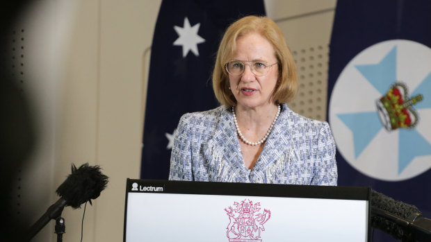 Queensland Chief Health Officer Jeannette Young speaks to media during a COVID-19 update on Wednesday.