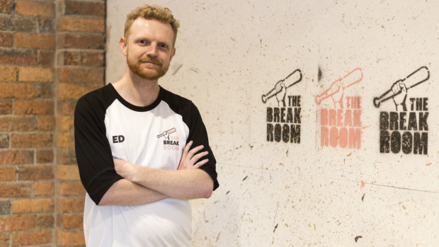 Ed Hunter, owner of Melbourne's "rage room", The Break Room. 