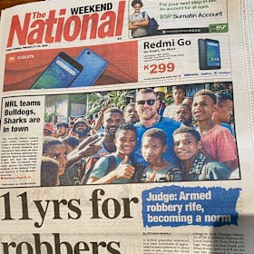 A beaming Josh Dugan popped up on the front page of the local Papua New Guinean newspaper.