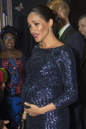 Later that day Meghan, Duchess of Sussex, wore sparkling Roland Mouret to a fundraiser gala.