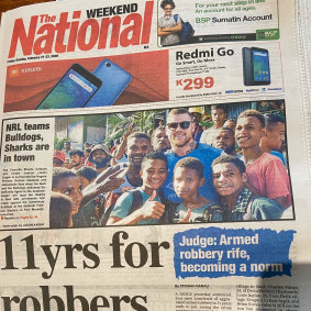 A beaming Josh Dugan popped up on the front page of the local Papua New Guinean newspaper.