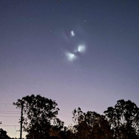 Rocket plumes seen from South Maclean in south-east Queensland on on Wednesday night.