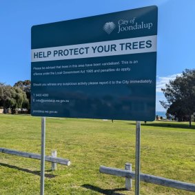 The sign put up by council to discourage further offending