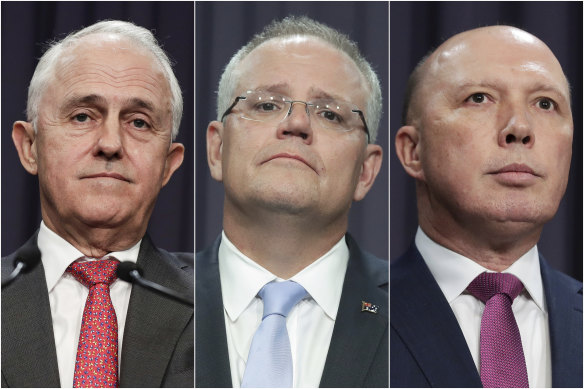 Malcolm Turnbull, Scott Morrison and Peter Dutton fought for the Liberal Party leadership in 2018.