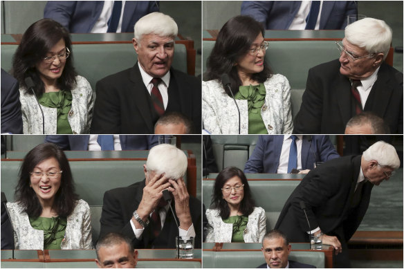 Bob Katter said when he realised who he was sitting next to, he "nearly died of shock".