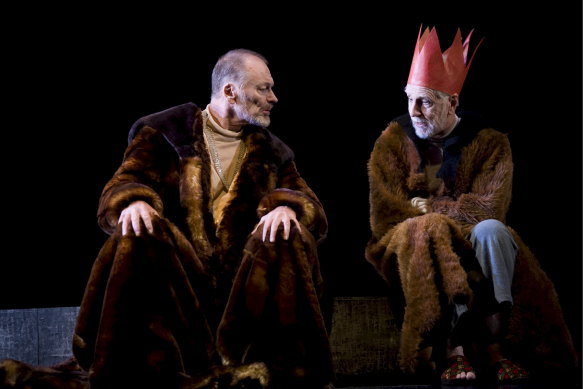 John Bell as King Lear and Peter Carroll as the Fool in Belle Shakespeare’s 2010 production.