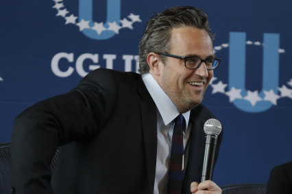 Matthew Perry speaks during a session on prescription drug abuse during the Clinton Global Initiative at Washington University in 2013, in St. Louis.