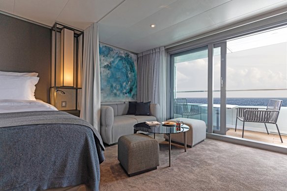 A stateroom aboard Scenic Eclipse II.