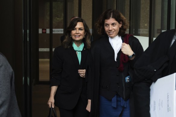 Lisa Wilkinson and barrister Sue Chrysanthou at court on Tuesday.