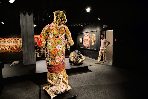 A textile sculpture by Danielle Jacqui, a major figure in Art Singulier (Marginal Art), displayed at the Collection de l’Art Brut museum.